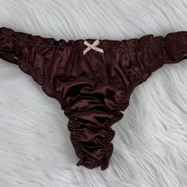 Dark Brown Crimped Shiny Thongs