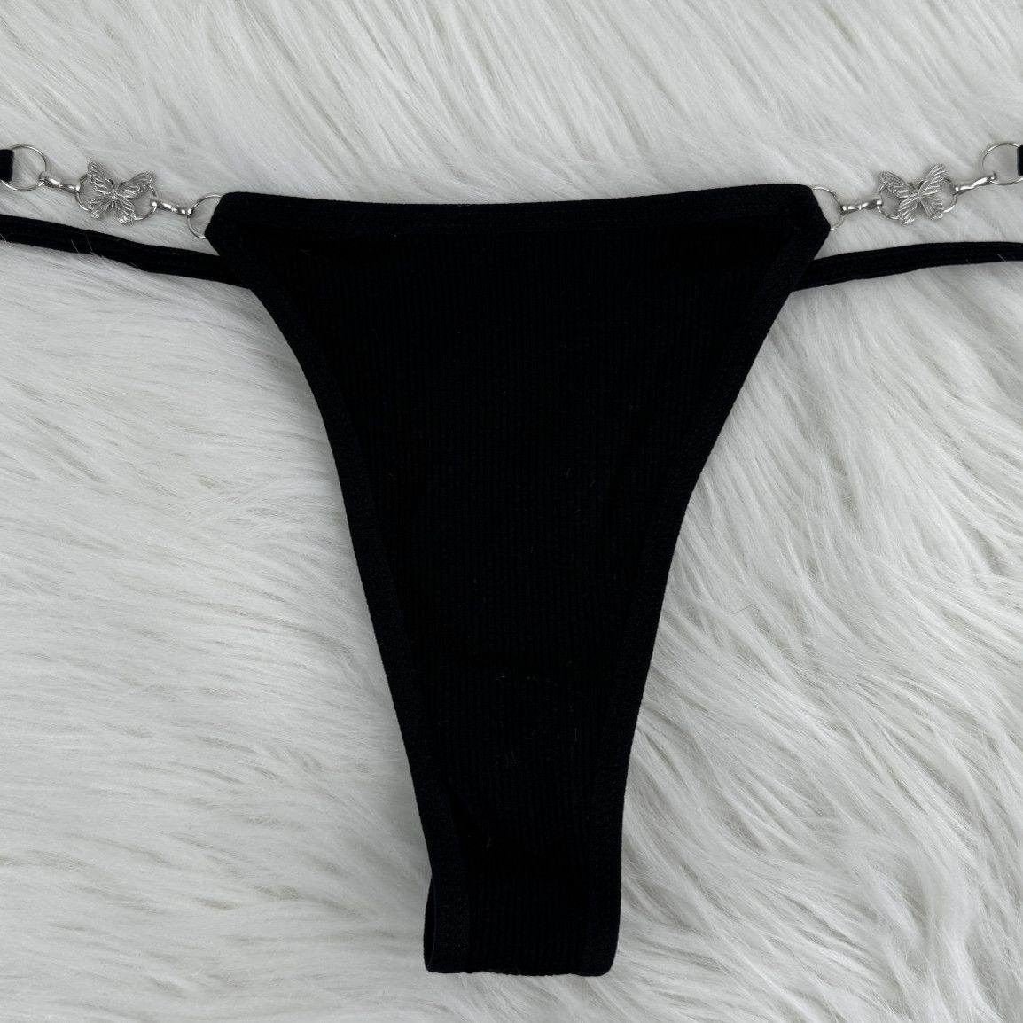 Regular Black Butterfly Thongs