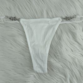 Regular White Thongs with Butterflies