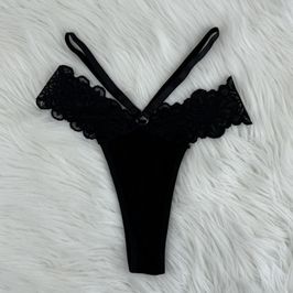 Black Thongs with Stripes