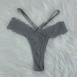 Grey Thongs with Stripes
