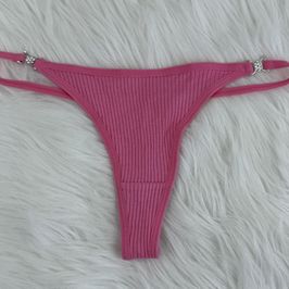 Pink Thongs with Damond Flowers