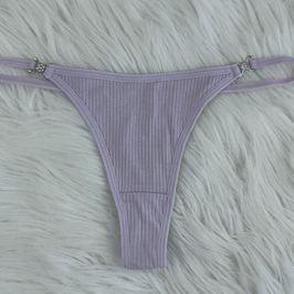 Purple Thongs with Diamond Flowers