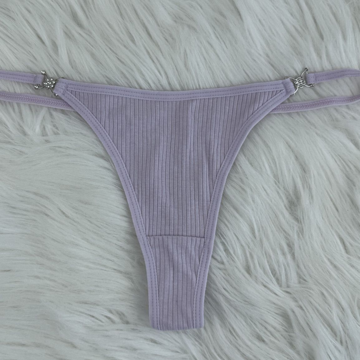 Purple Thongs with Diamond Flowers