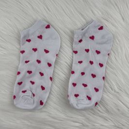 White Ankle Socks with Hearts