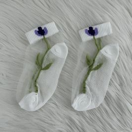 Transparent Socks with Tulip