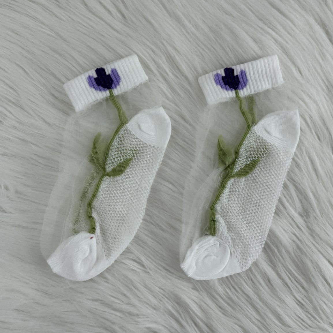 Transparent Socks with Tulip