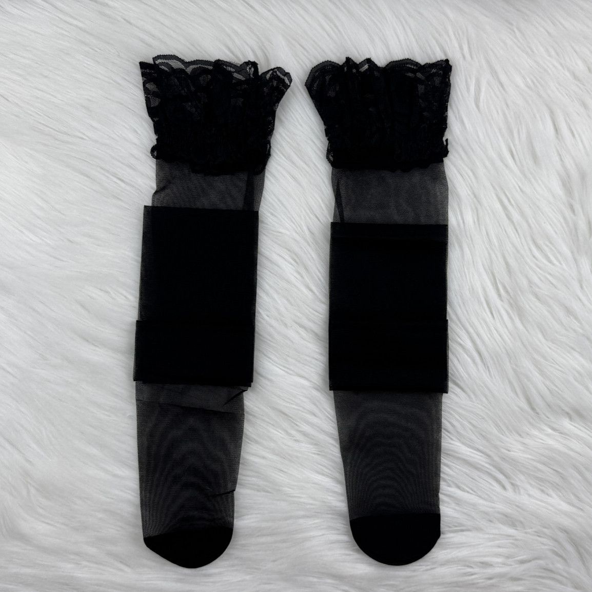 Black Stockings with Lacy Elastic