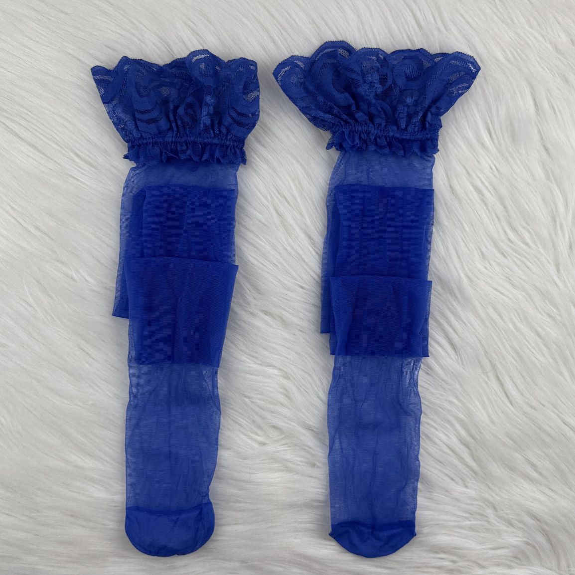 Blue Stockings with Lacy Elastic