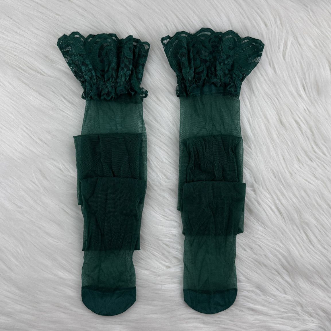 Green Stockings with Lacy Elastic