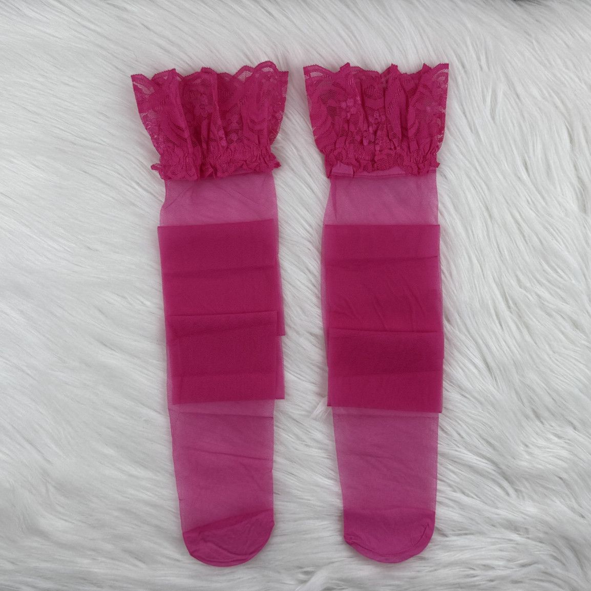 Pink Stockings with Lacy Elastic