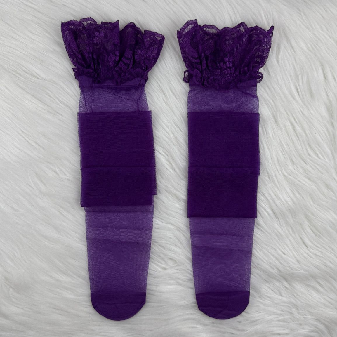 Purple Stockings with Lacy Elastic