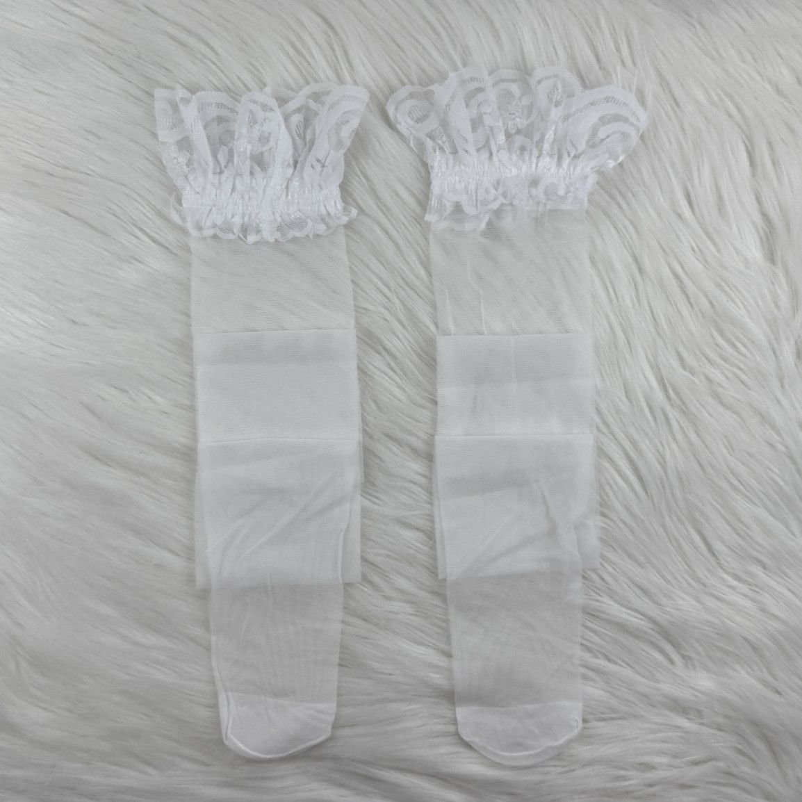 White Stockings with Lacy Elastic