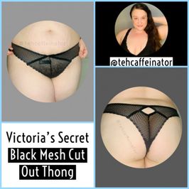 Black Mesh Cut Out Thong VS