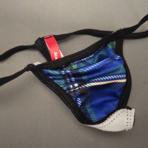 Blue plaid thong