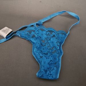 Teal lace thong