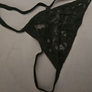 Black lace thong