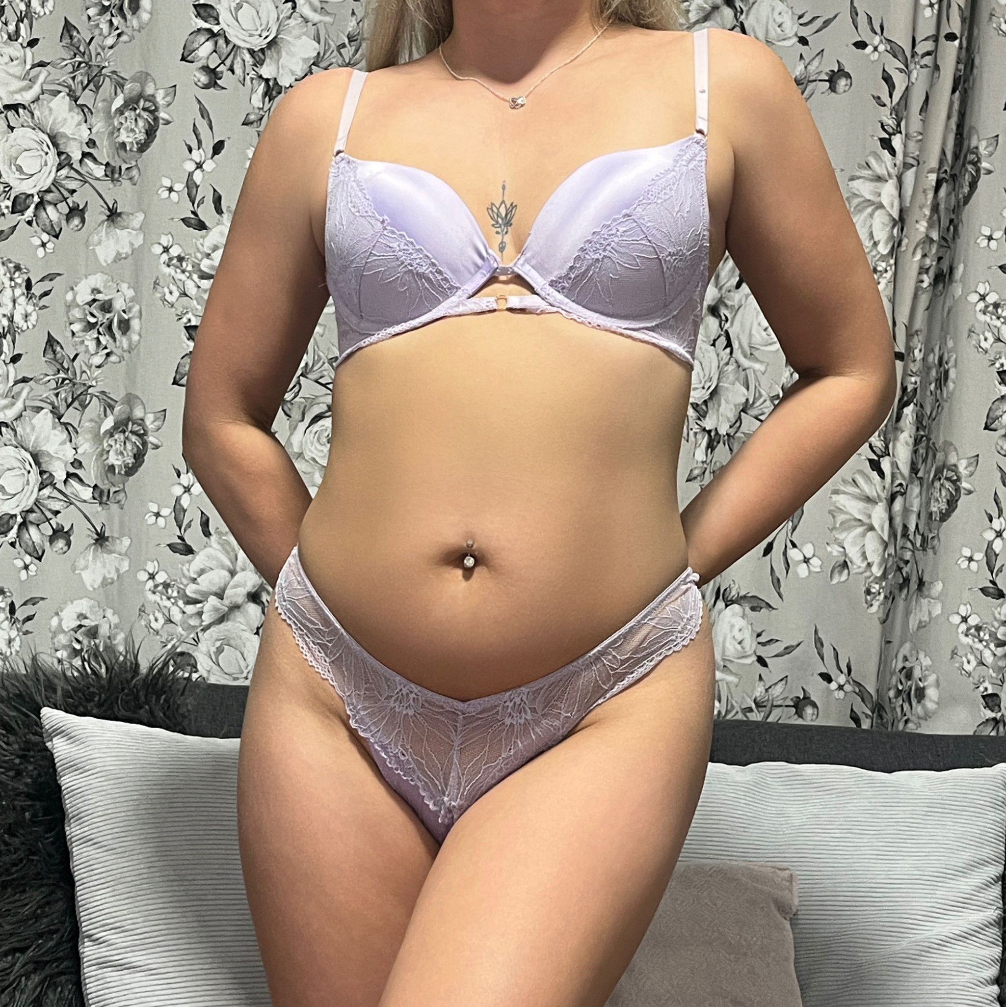 Lilac hotwife used worn bra and panties set