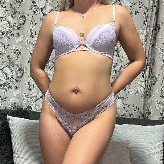 Lilac hotwife used worn bra and panties set