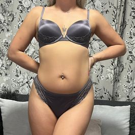 Grey hotwife used worn bra and panties set