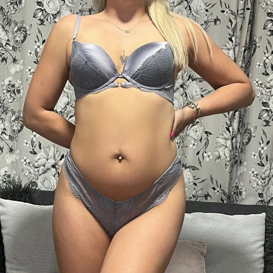 Silver hotwife used worn bra and panties set