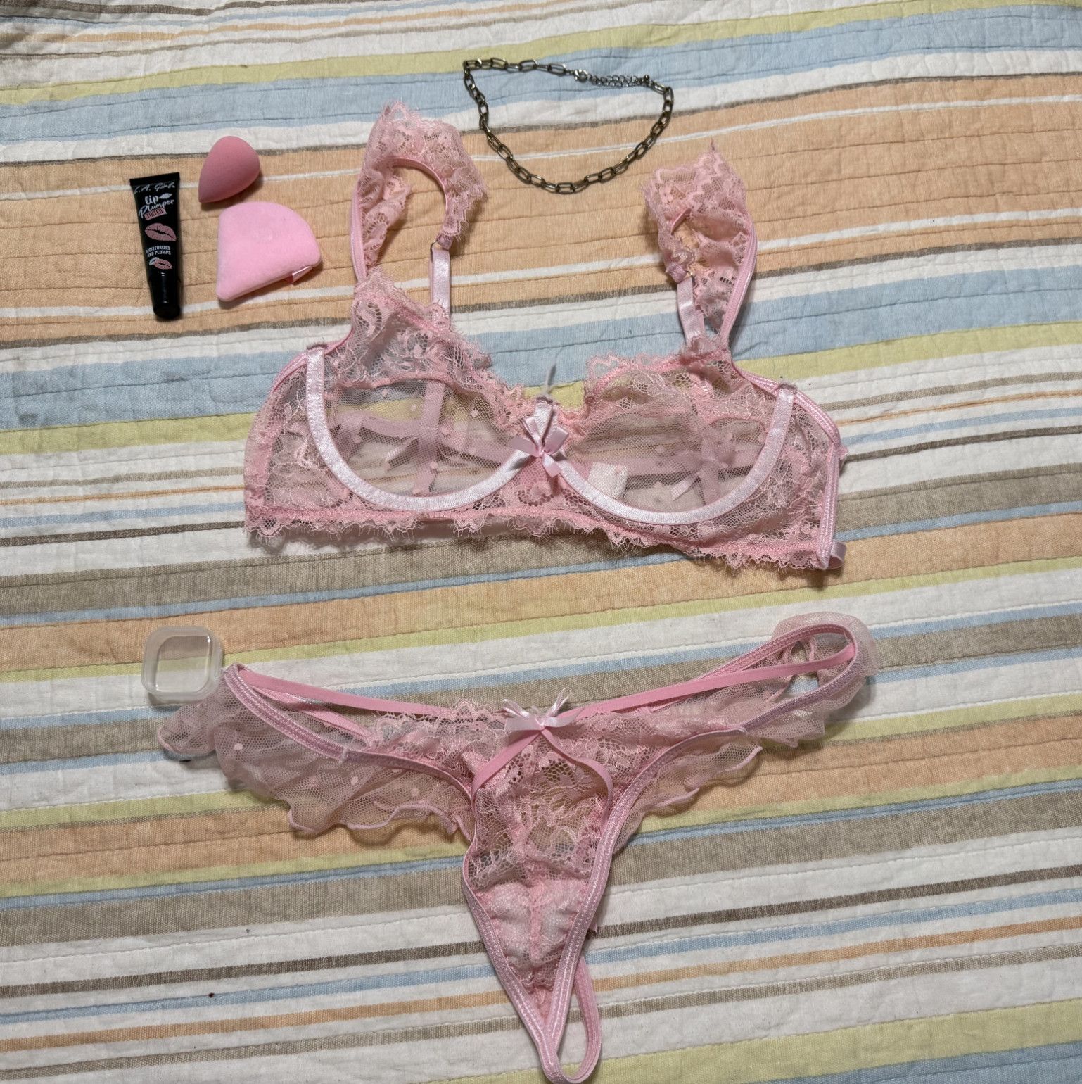 Sissy Starter Bundle: Pink Lingerie necklace and makeup set