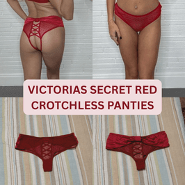 Red crotchless Victoria secret panties