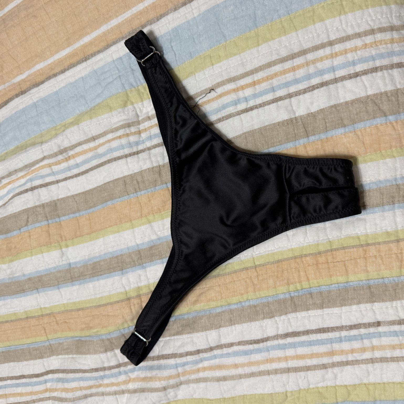 Black crotchless satin panties