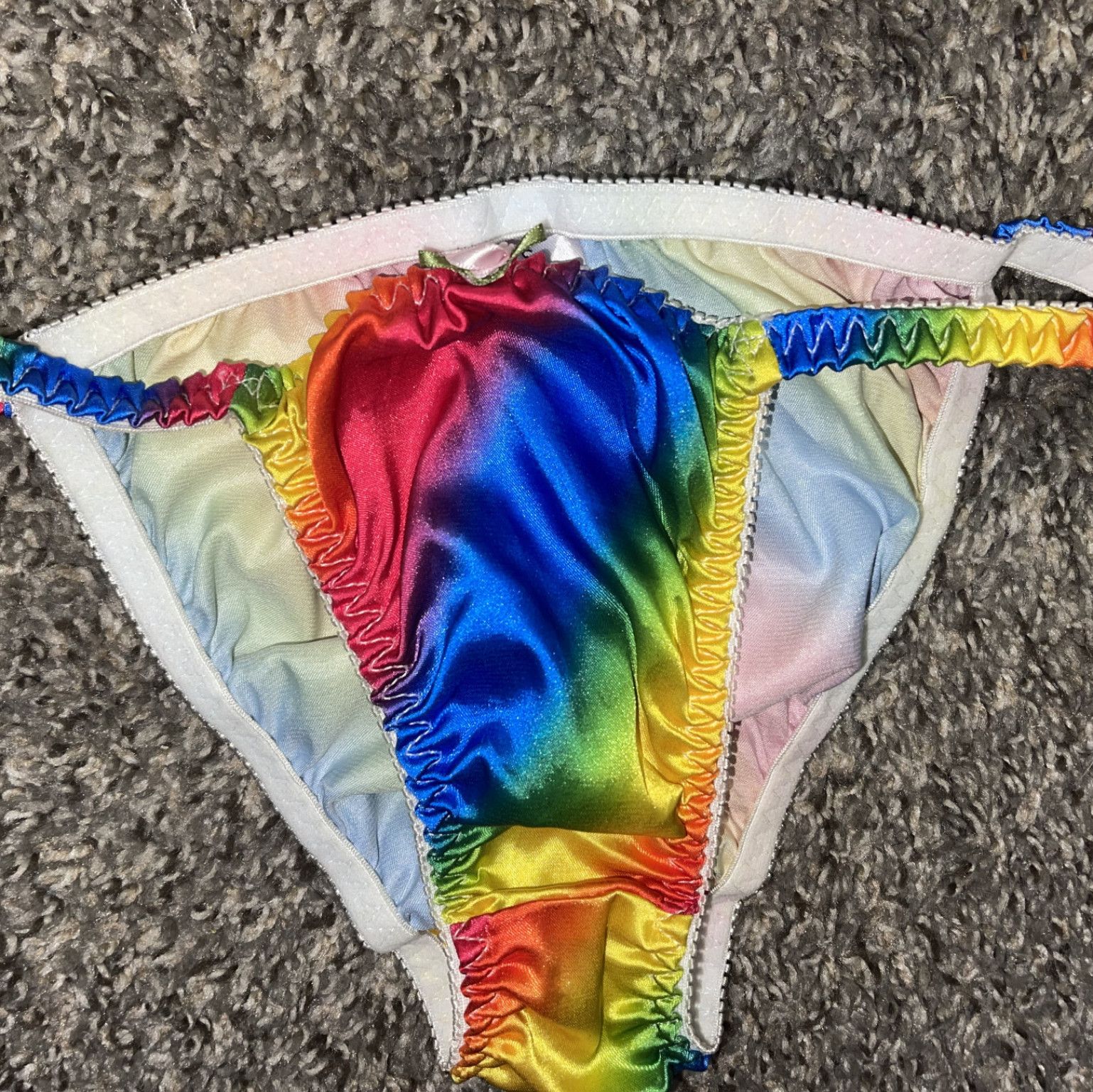 Rainbow Satin Thong