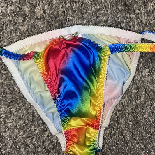 Rainbow Satin Thong
