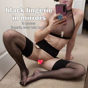 black lingerie in mirrors photoset