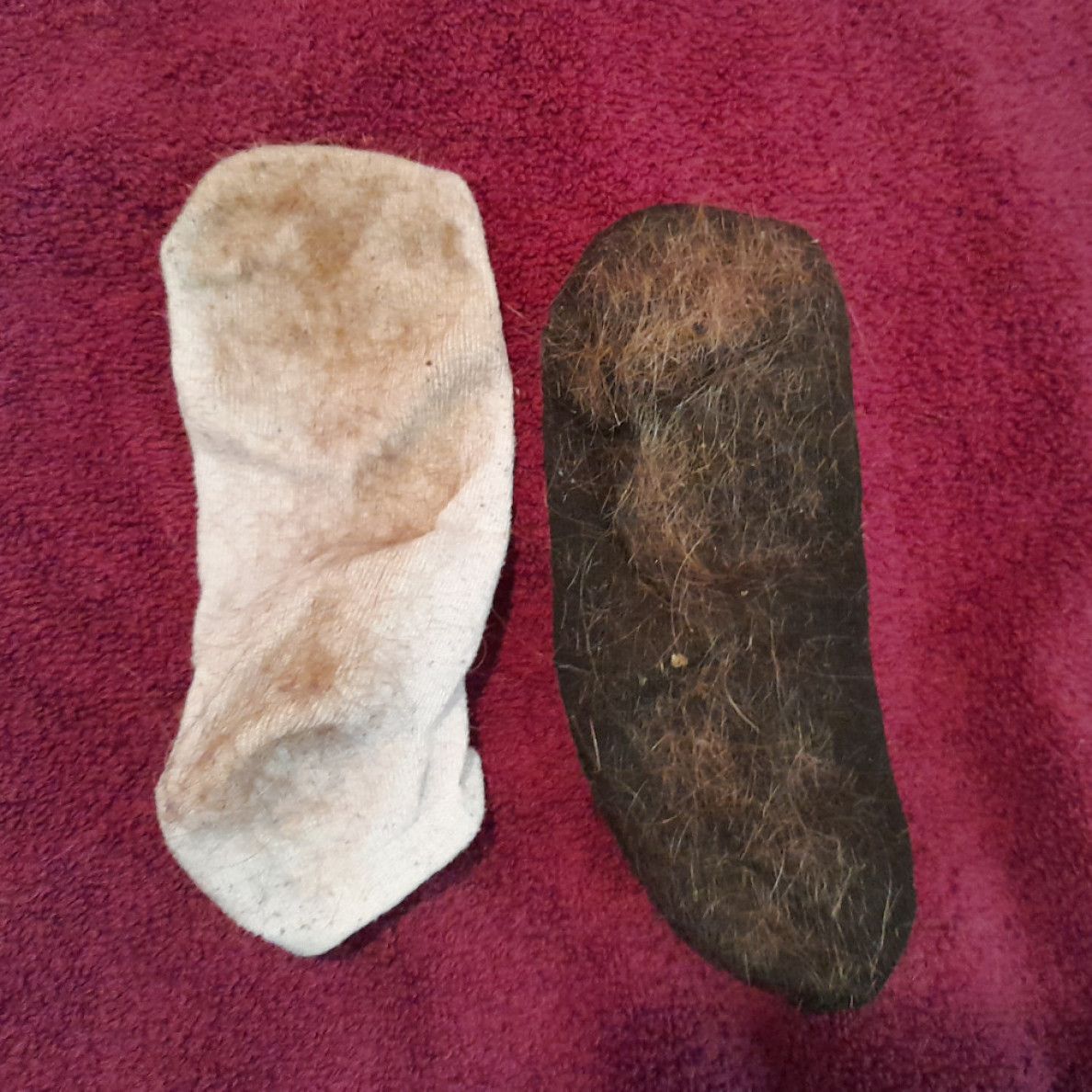 dirty mismatched socks haircut pair