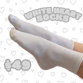 White Heart Socks
