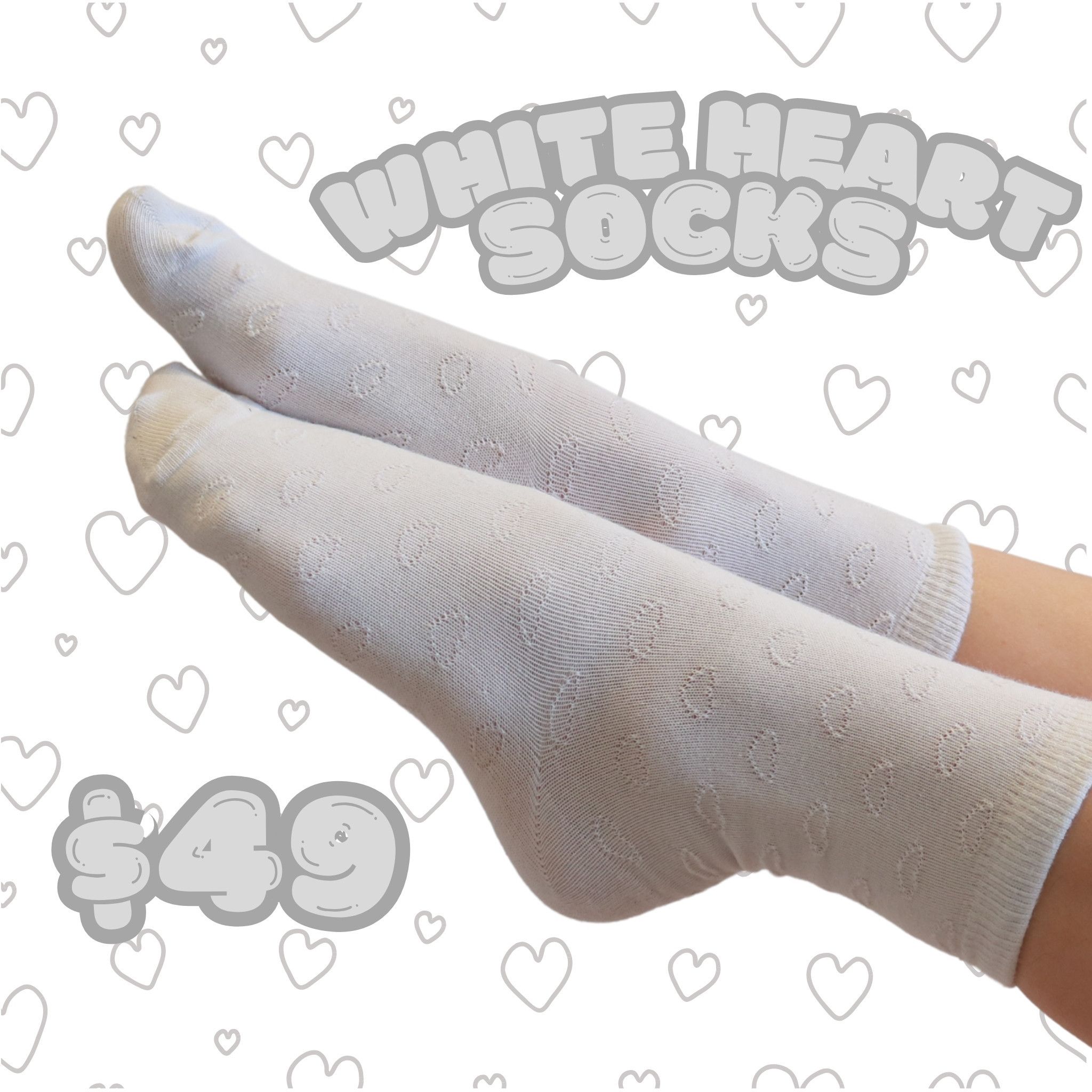 White Heart Socks
