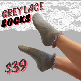 Worn Grey Lace Socks