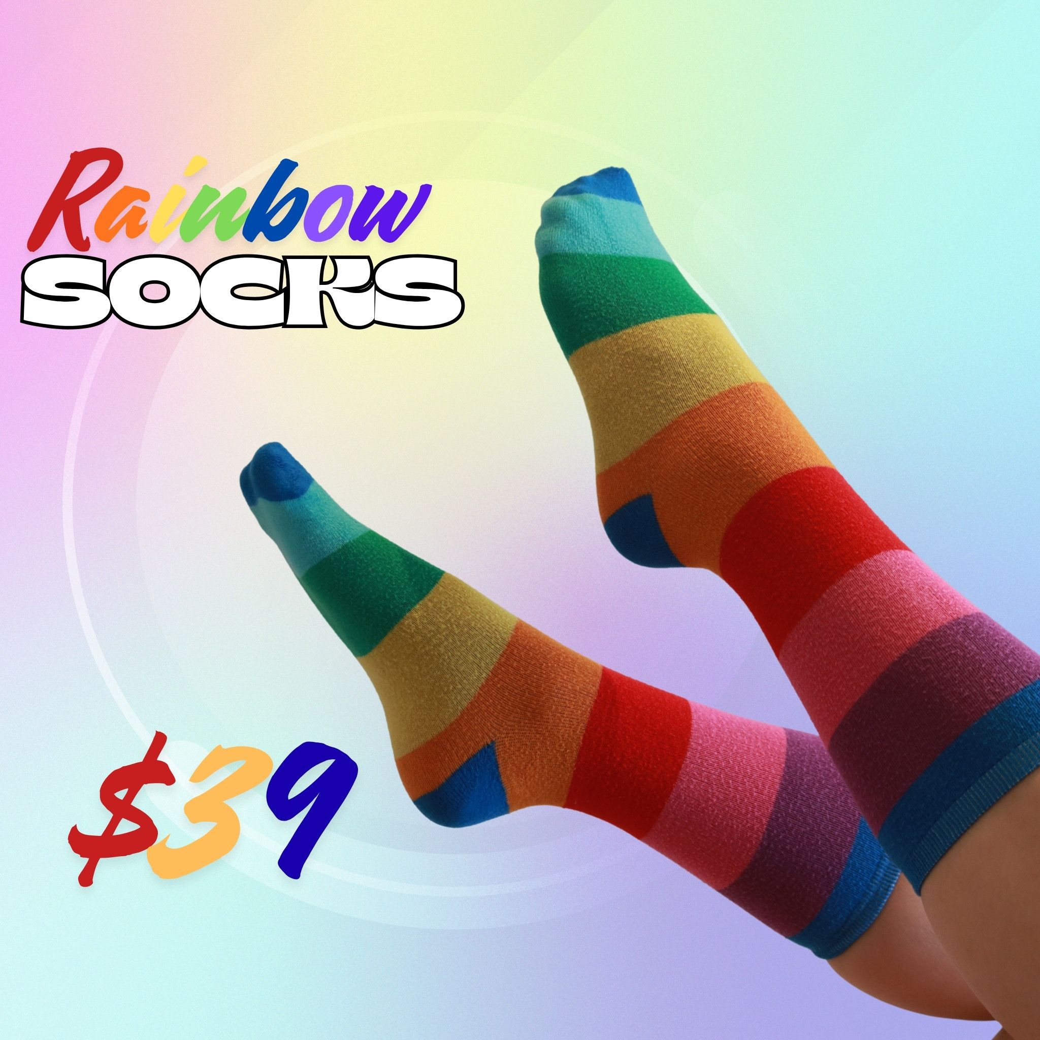 Worn Super Soft Rainbow Socks