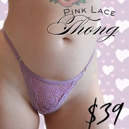 Worn Pink Lace Thong