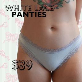Worn White Lace Full Panties