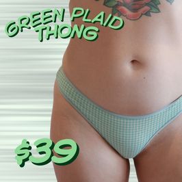 Worn Green Plaid Thong