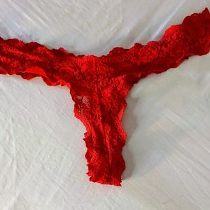 Sexy red and black lace bra and thongs and lingerie