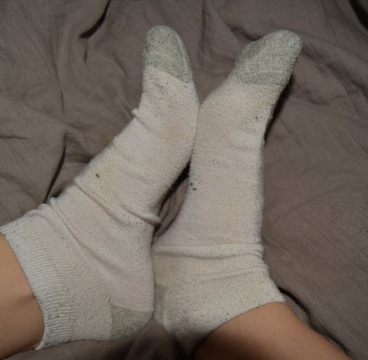 Dirty white Hanes gym socks