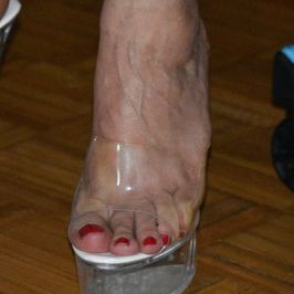 CLEAR HEELS RED TOES