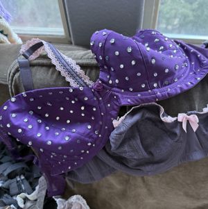 Rhinestoned Purple Bra