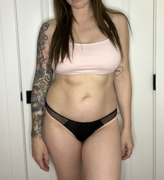Black satin with peach lace