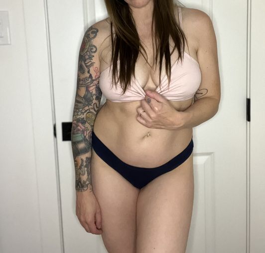Navy cotton thong