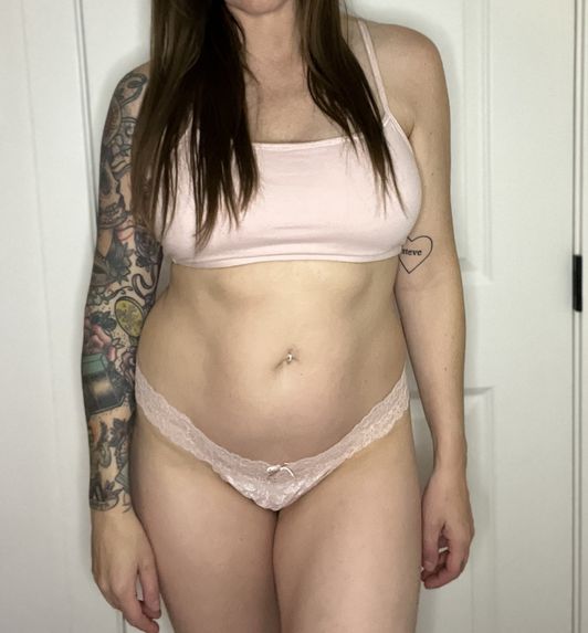 Light pink lace thong