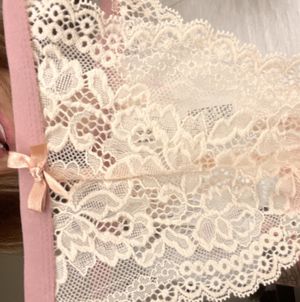 Nude lace thong
