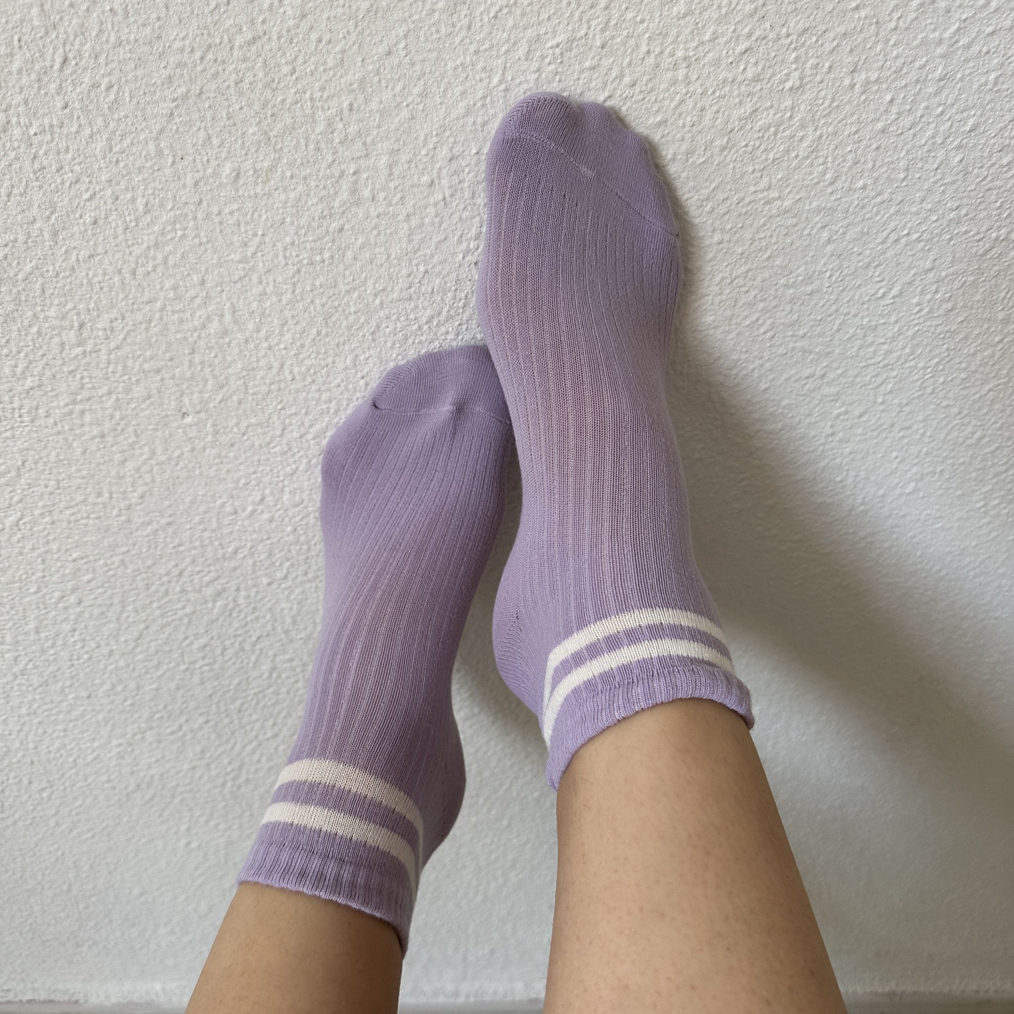 Short Purple Sporty Striped Socks