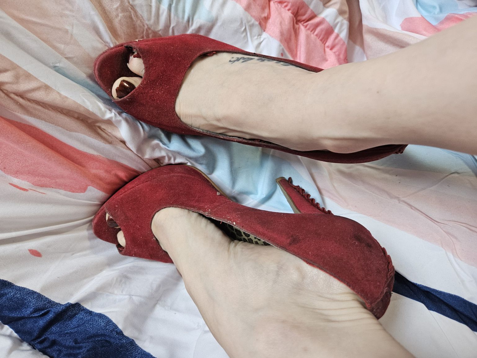 Very Worn Red High Heels size 7 and half