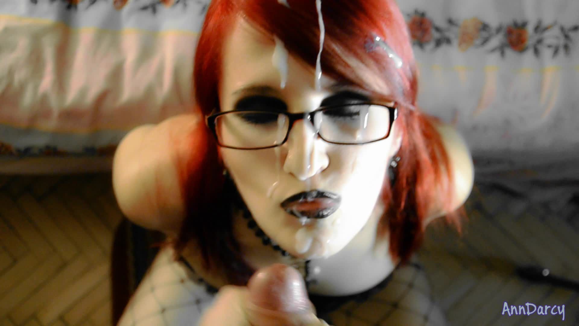 Red hair gothic facial cumshot